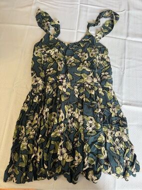 Free People Adjustable Waist Sundress in Teal Green Floral